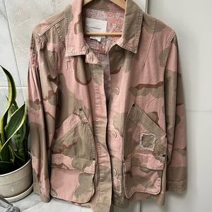 Anthropologie Pink Camo Jacket Size Medium